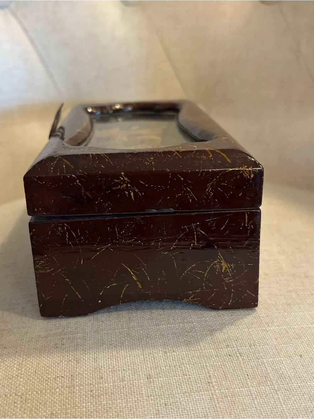 Mid Century Asian Jewelry Box, Pagoda Diorama Cork Art